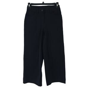 Lululemon Womens Cropped Gaucho Pants 24 Black Wide Leg Pockets Sporty Chic